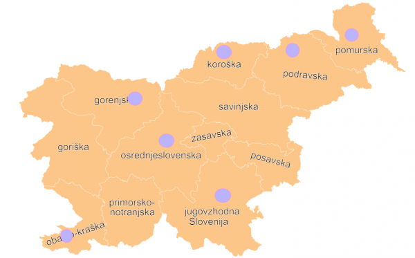 Zemljevid lokacij usposabljanj